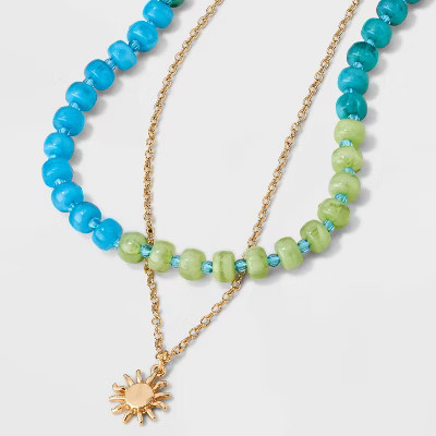 Beaded Sun Drop Multi-Strand Pendant Necklace - Universal Thread™ | Target