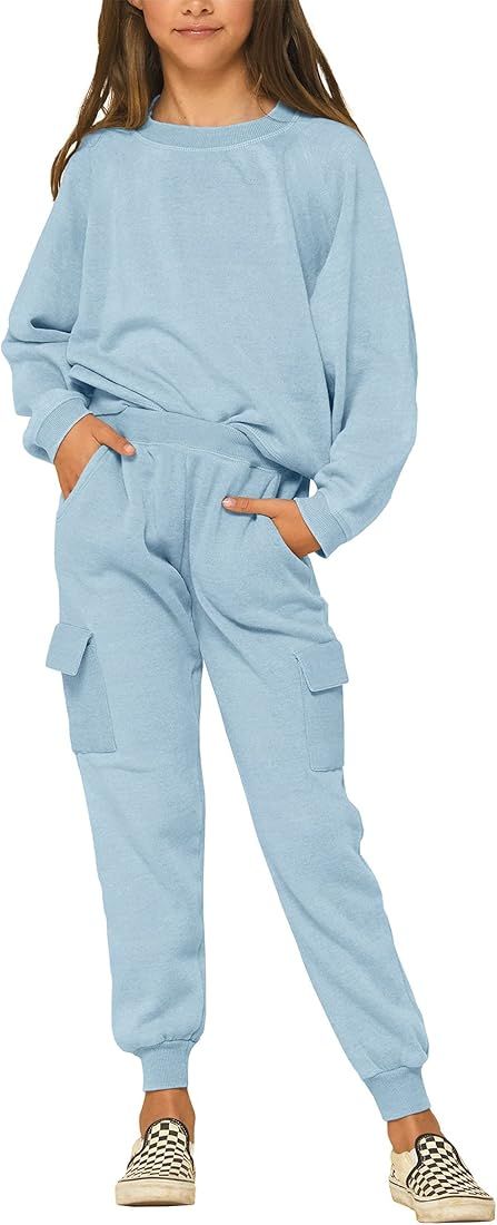 Imily Bela Kids Girls Sweatsuit Lounge sets Crewneck Sweatshirt Casual Drawstring Sweatpants with Po | Amazon (US)