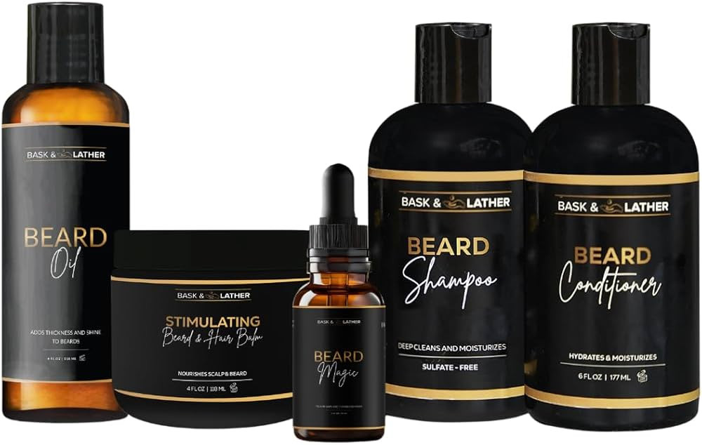 Bask & Lather Healthy Hair and Beard Care Kit for Men Includes Beard Oil, Beard Shampoo and Beard... | Amazon (US)