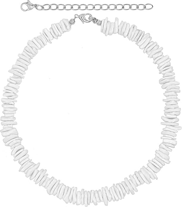 Fablinks White Puka Shell Necklace, Hawaiian Seashell Necklace for Men, VSCO Girl Beach Necklaces... | Amazon (US)