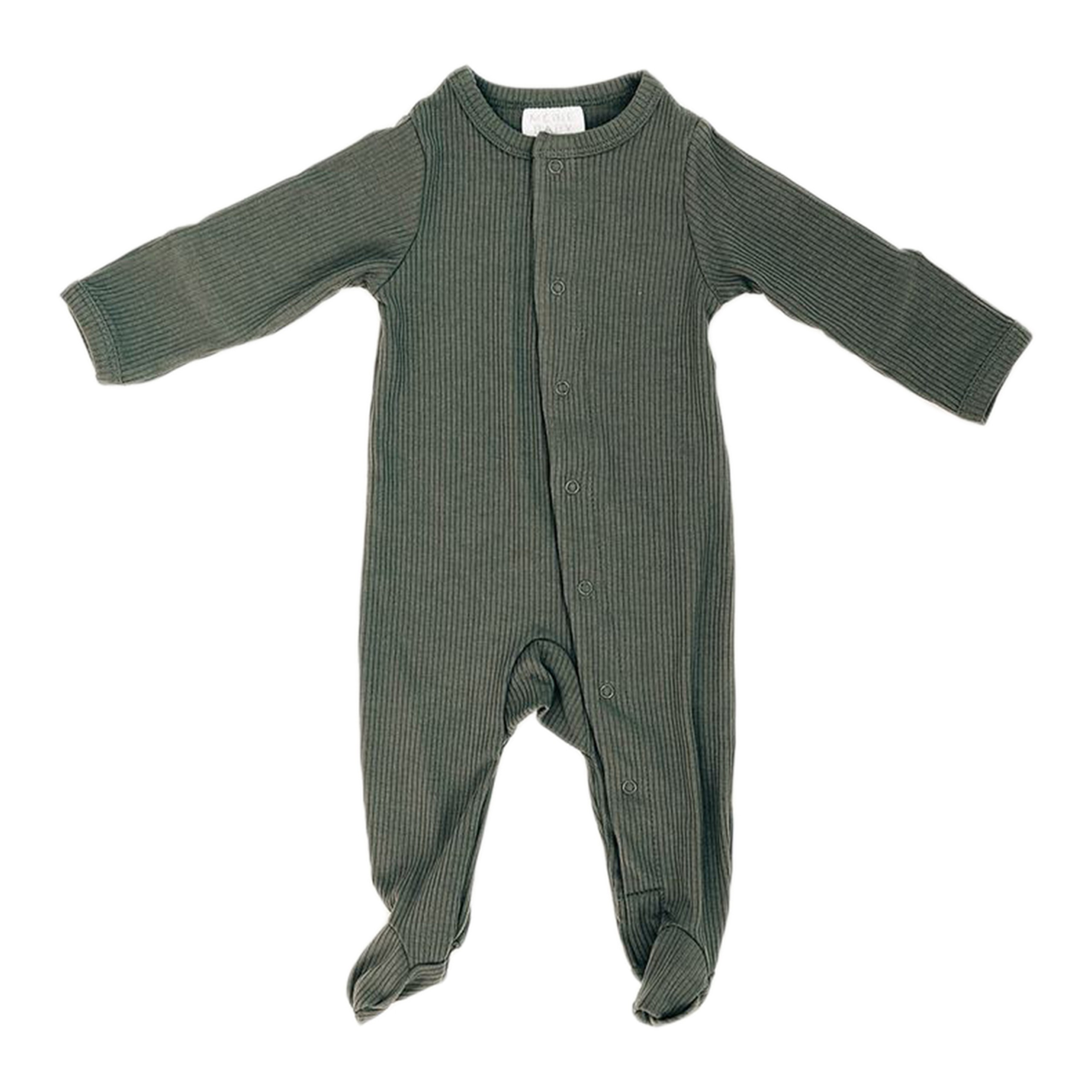 Long Sleeve Ribbed Footie, Fern | SpearmintLOVE