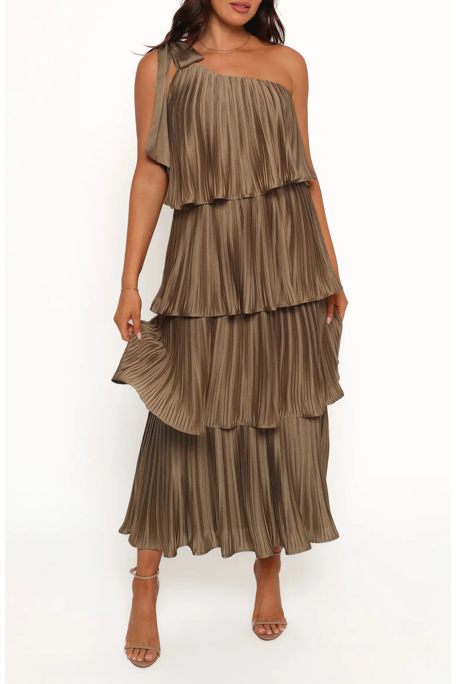 Mia One-Shoulder Tiered Plissé Midi Dress (Women) | Nordstrom | Nordstrom