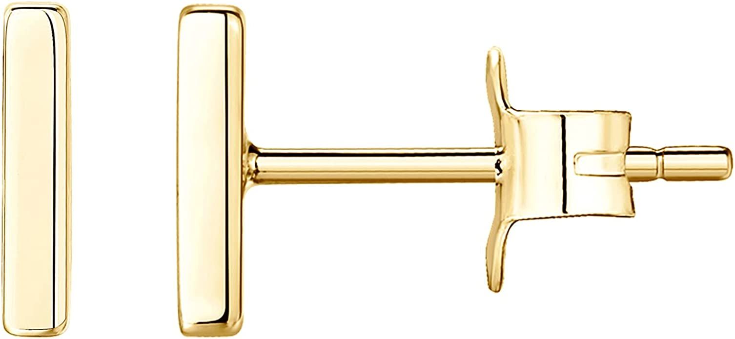 PAVOI 14K Gold Plated 925 Sterling Silver Post Earrings | Tiny Dot/Triangle/Heat/Bar/Cat Stud Ear... | Amazon (US)