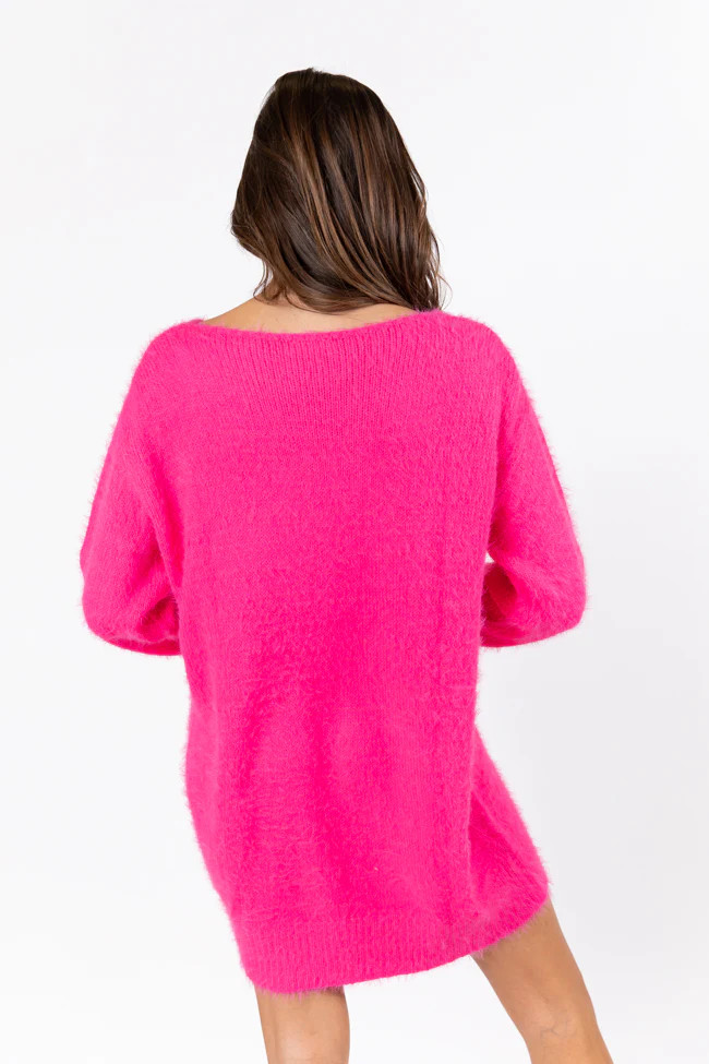 Days Go By Hot Pink Fuzzy Knit Sweater Dress FINAL SALE | Pink Lily