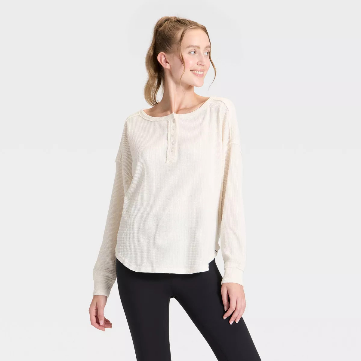 Women's Waffle Henley Long Sleeve Top - JoyLab™ | Target