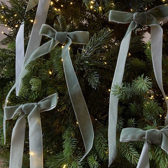 Velvet Bow Clip On Ornaments Sage Set of 6 | West Elm (US)