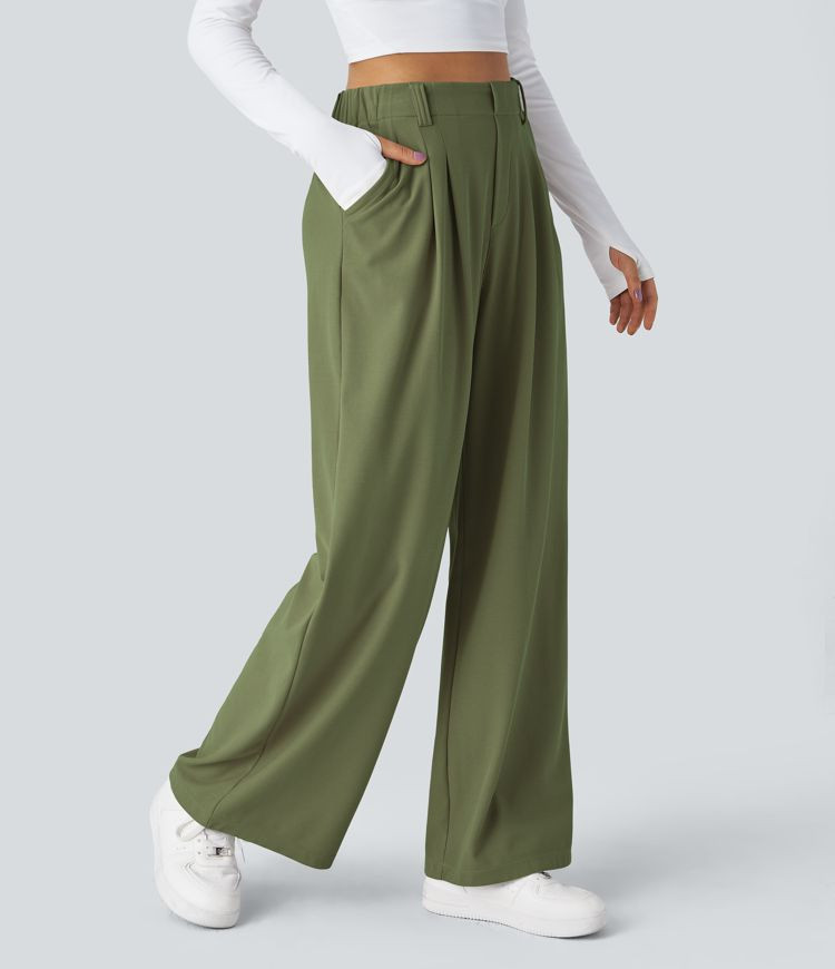 Halara Flex™ High Waisted Pocket Wide Leg Waffle Work Pants | HALARA