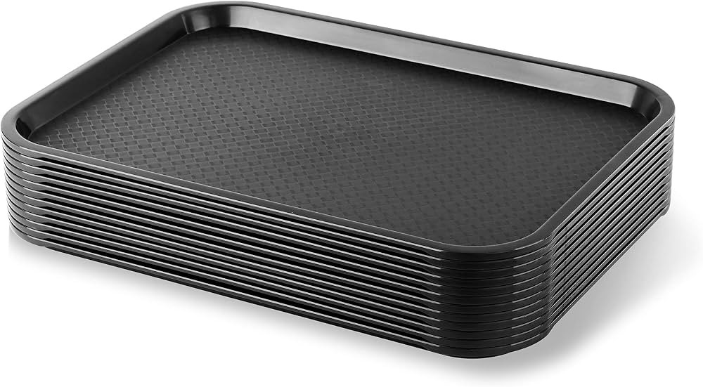 New Star Foodservice 531018 Black Plastic Fast Food Tray, 10 by 14-Inch, Set of 12 | Amazon (US)
