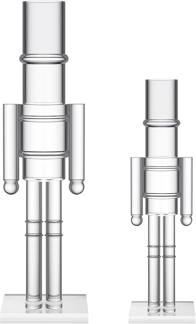 Thyle 2 Pack Christmas Acrylic Nutcracker Traditional Christmas Decorations Transparent Nutcracke... | Amazon (US)