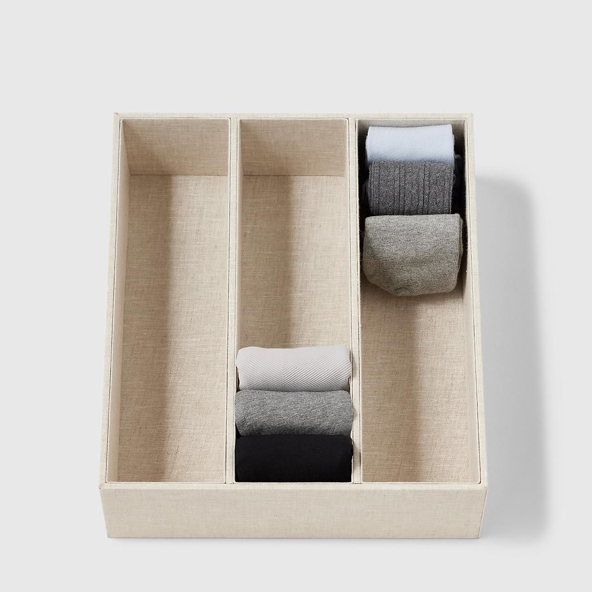 Marie Kondo Linen 3-Section Hikidashi Drawer Organizer | The Container Store
