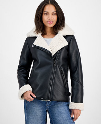 Steve Madden Women's Asymmetric Faux-Shearling Coat - Macy's | Macy's