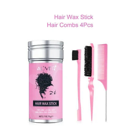 Aliver Hair Wax Stick 4-piece Set Hair Wax Stick & Pink Comb for Hair Flyaways and Long-Lasting Soft and Frizz-Free Hairstyles | Walmart (US)