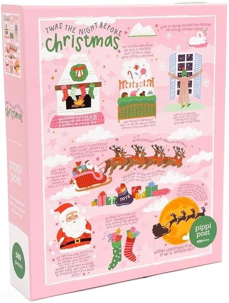 TWAS The Night Before Christmas 500 Piece Christmas Puzzle – Easy Holiday Jigsaw with Hand-Draw... | Amazon (US)