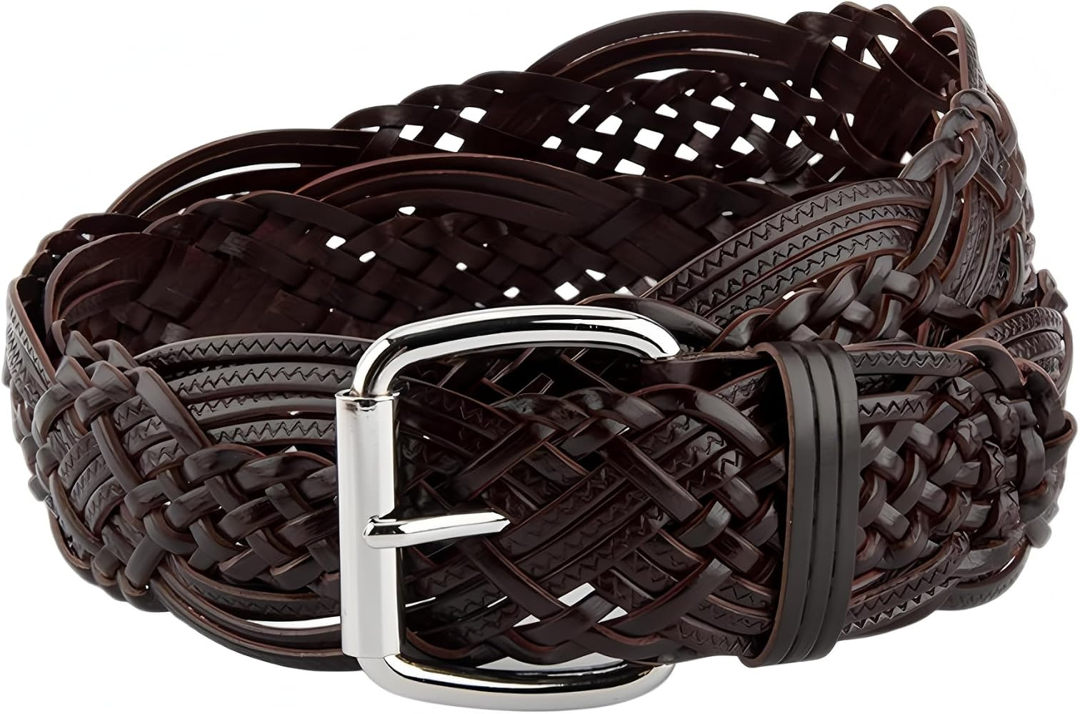 Women's Braided 2 Inch Wide Belts for Dresses and Pants, Hand Woven Hollow Waist Belt with Silver... | Amazon (US)