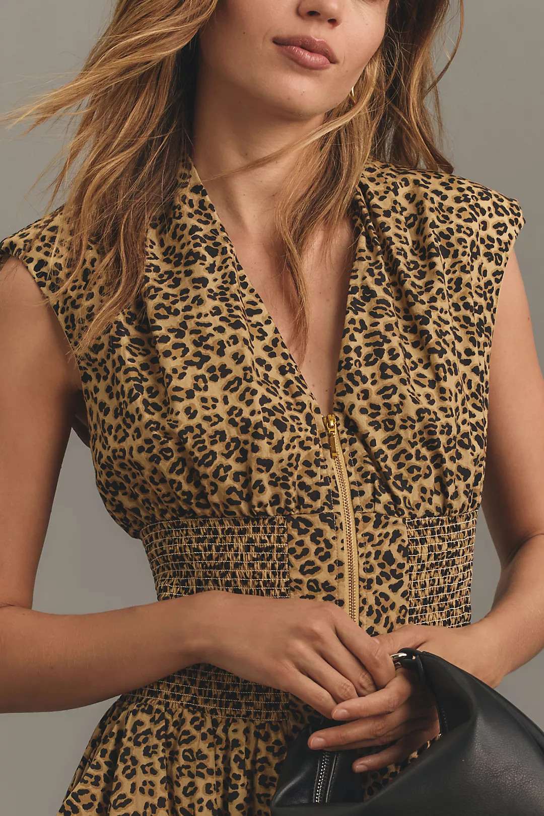 The Tommie Cap-Sleeve Smocked Front-Zip Shirt Dress | Anthropologie (US)