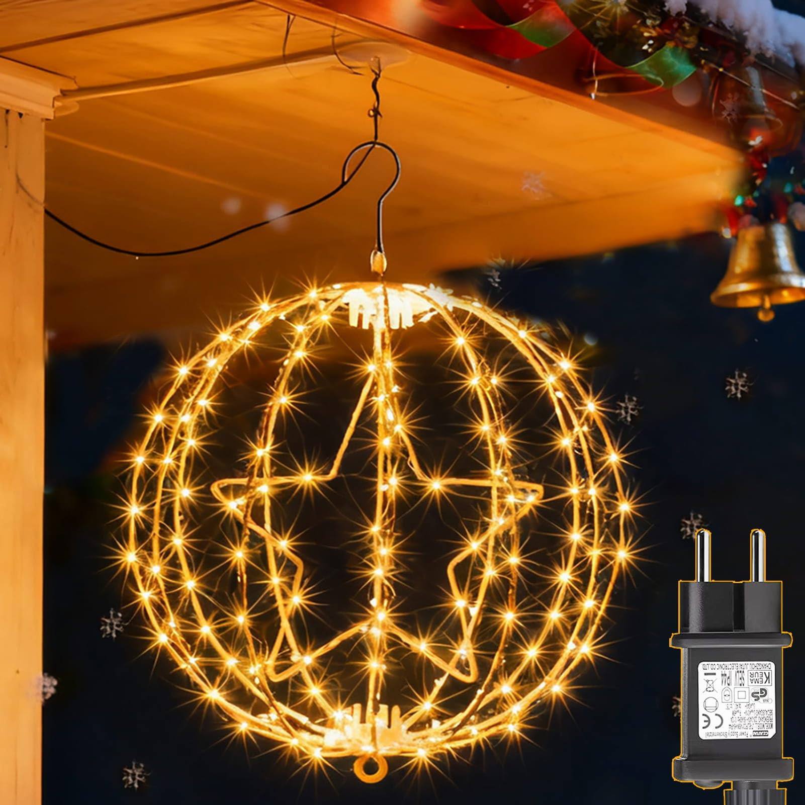 Yowin Weihnachtsbeleuchtung Außen 30CM 200 LED Leuchtkugel Weihnachten mit Stecker, Timer, Häng... | Amazon (DE)