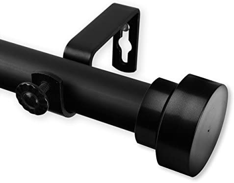 Rod Desyne Bonnet 1" OD Single Curtain Rod Set, 120-170", Black | Amazon (US)