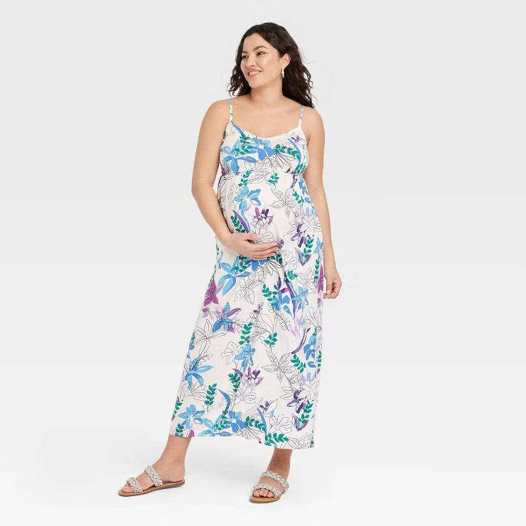 Sleeveless Tie-Back Woven Maternity Dress - Isabel Maternity by Ingrid & Isabel™ Floral | Target