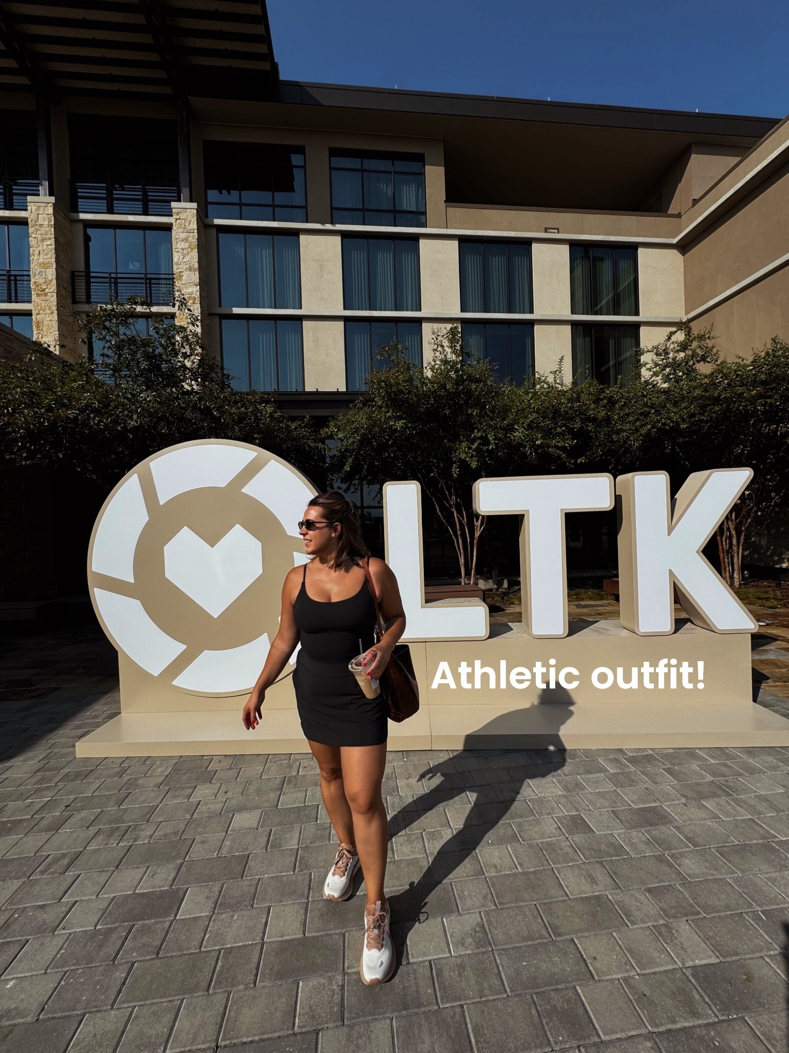 Wearing a size L in the outfit, they come as separates. Top has built in bra and bottom is a skirt :) shoes are squishy and amazing. 

#LTKCon #LTKActive #LTKMidsize