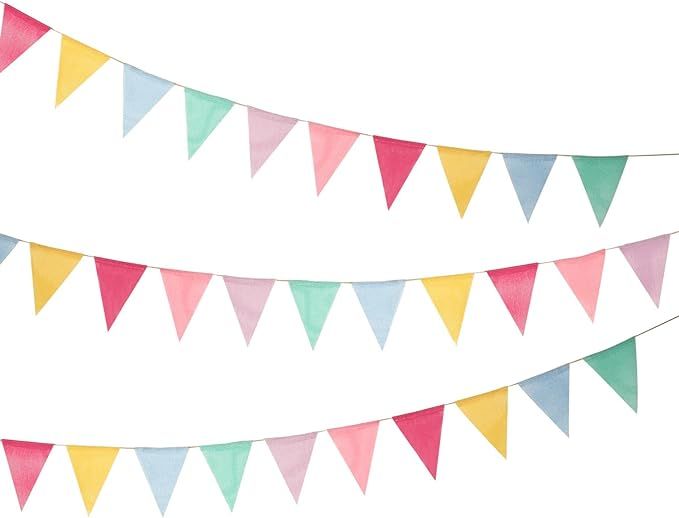 Shappy 18 Flags Imitated Burlap Pennant Banner, Pastel Banner Multicolor Fabric Triangle Flag Bun... | Amazon (US)