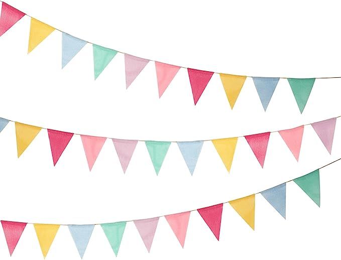 Shappy 18 Flags Imitated Burlap Pennant Banner, Pastel Banner Multicolor Fabric Triangle Flag Bun... | Amazon (US)