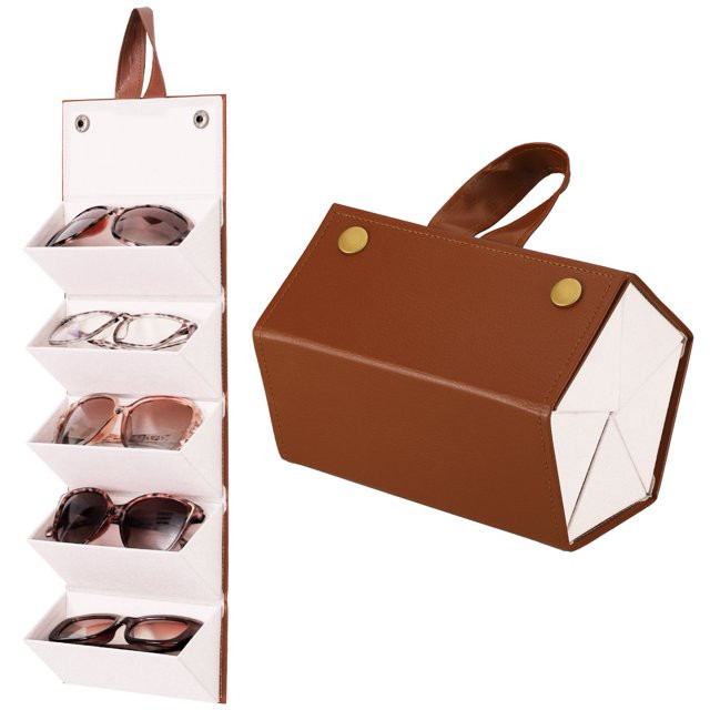 Bocaoying Leather 5-Slot Multiple Travel Sunglasses Organizer Case,Hanging Foldable Eyeglasses Ca... | Walmart (US)