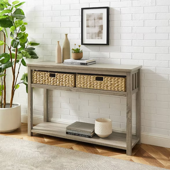 Mission Entry Table with Woven Baskets - Saracina Home | Target