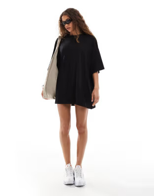 Weekday Huge t-shirt mini dress in black exclusive to ASOS | ASOS (Global)