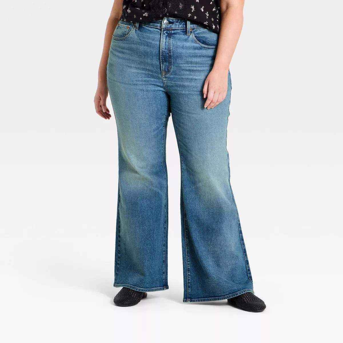 Women's High-Rise 70's Flare Jeans - Universal Thread™ Medium Wash Blue 17 Short | Target