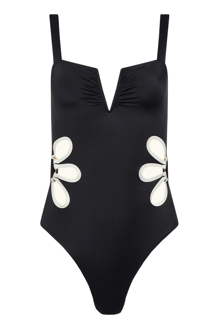 The Flora One-Piece in Black & Ivory | Over The Moon