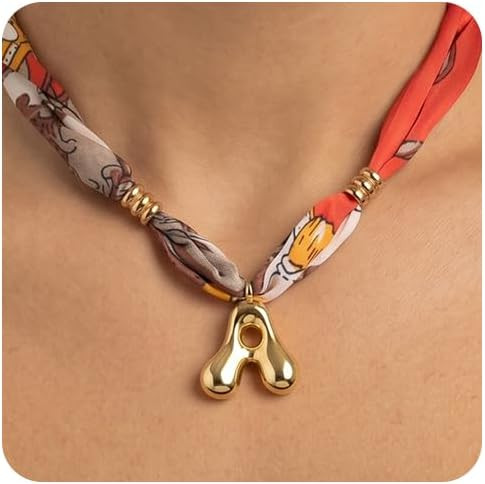 DoDoBeads Initial Scarf Necklace for Women, Mom Everyday Bandana Necklace with Initial Charm, Gif... | Amazon (US)