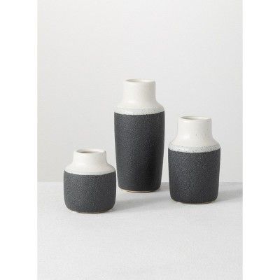 Sullivans Set of 3 Ceramic Vase 7"H, 5.25"H & 3.75"H White and Black | Target