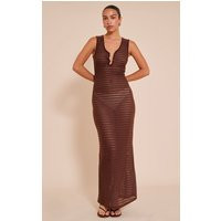 Chocolate Trim Detail Crochet Maxi Dress | PrettyLittleThing US