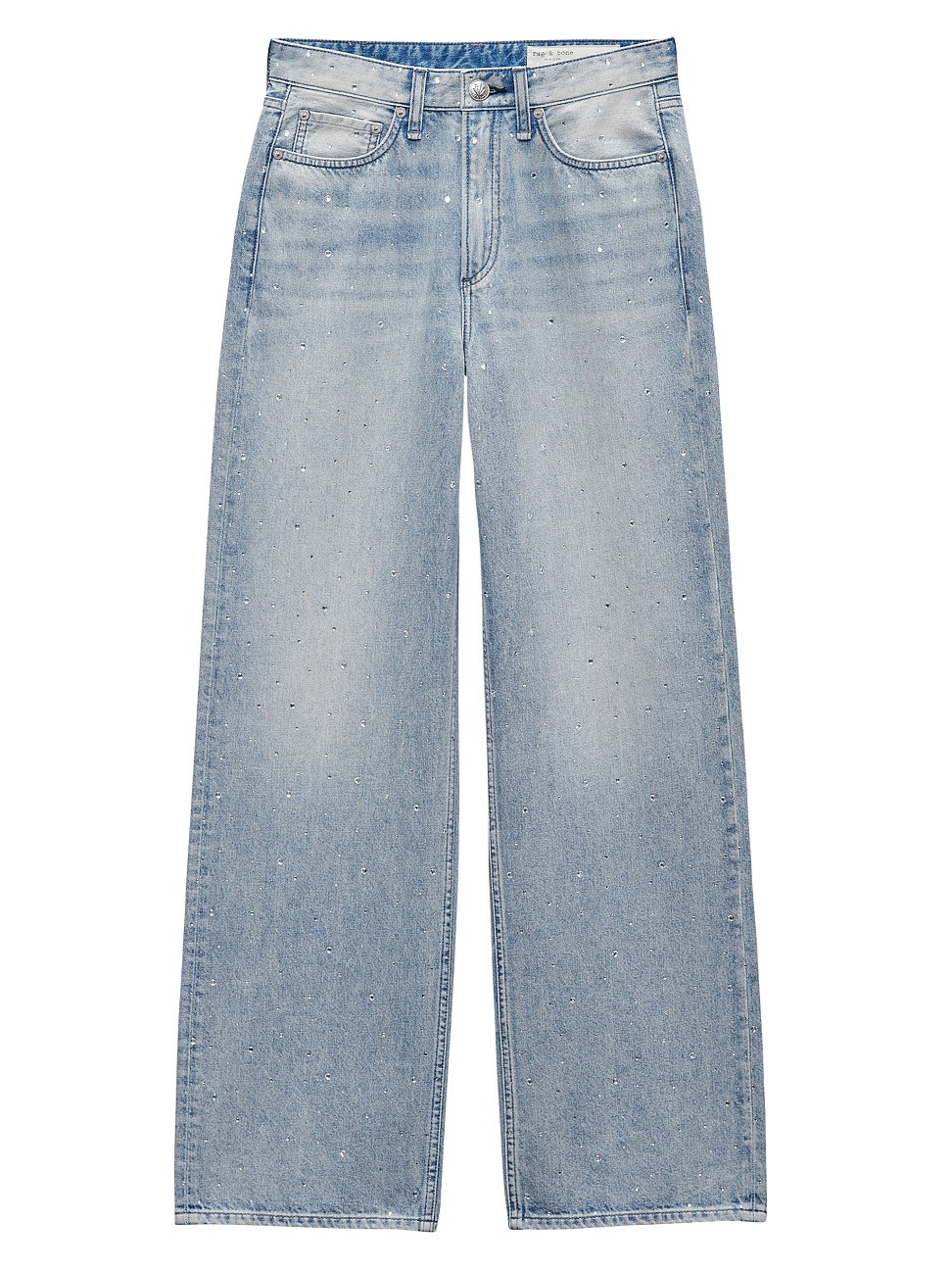 Women's Logan Jewel Mid-Rise Relaxed Straight Jeans - Misty With Jewel - Size 33 | Saks Fifth Avenue