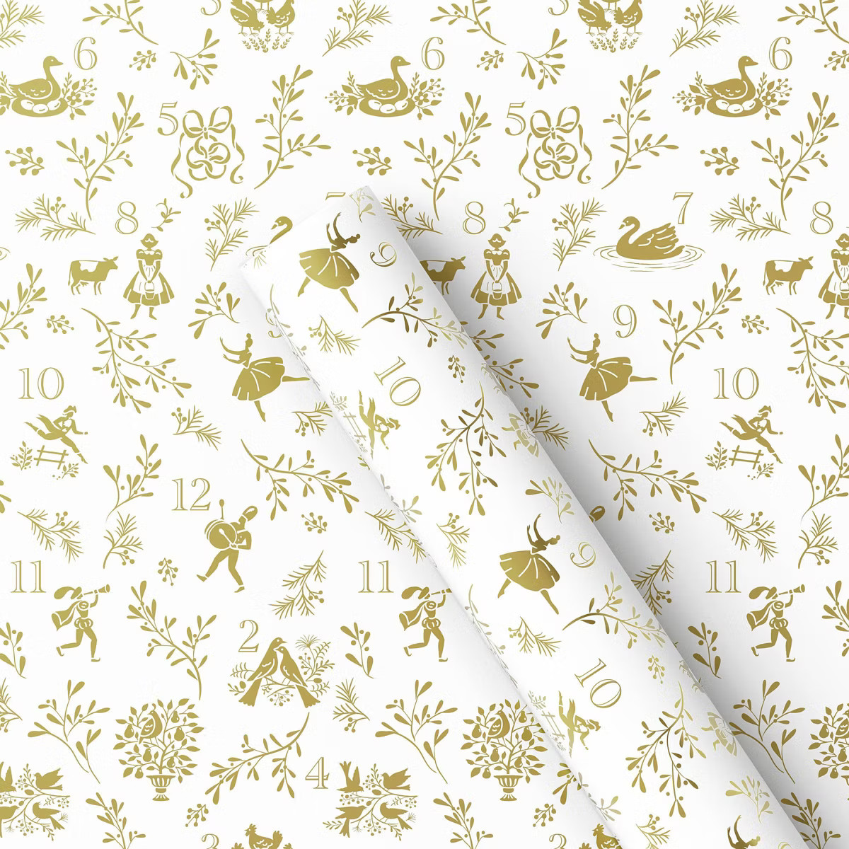 25 sq ft Metallic 12 Days of Christmas Gift Wrap White/Gold - Wondershop™ | Target