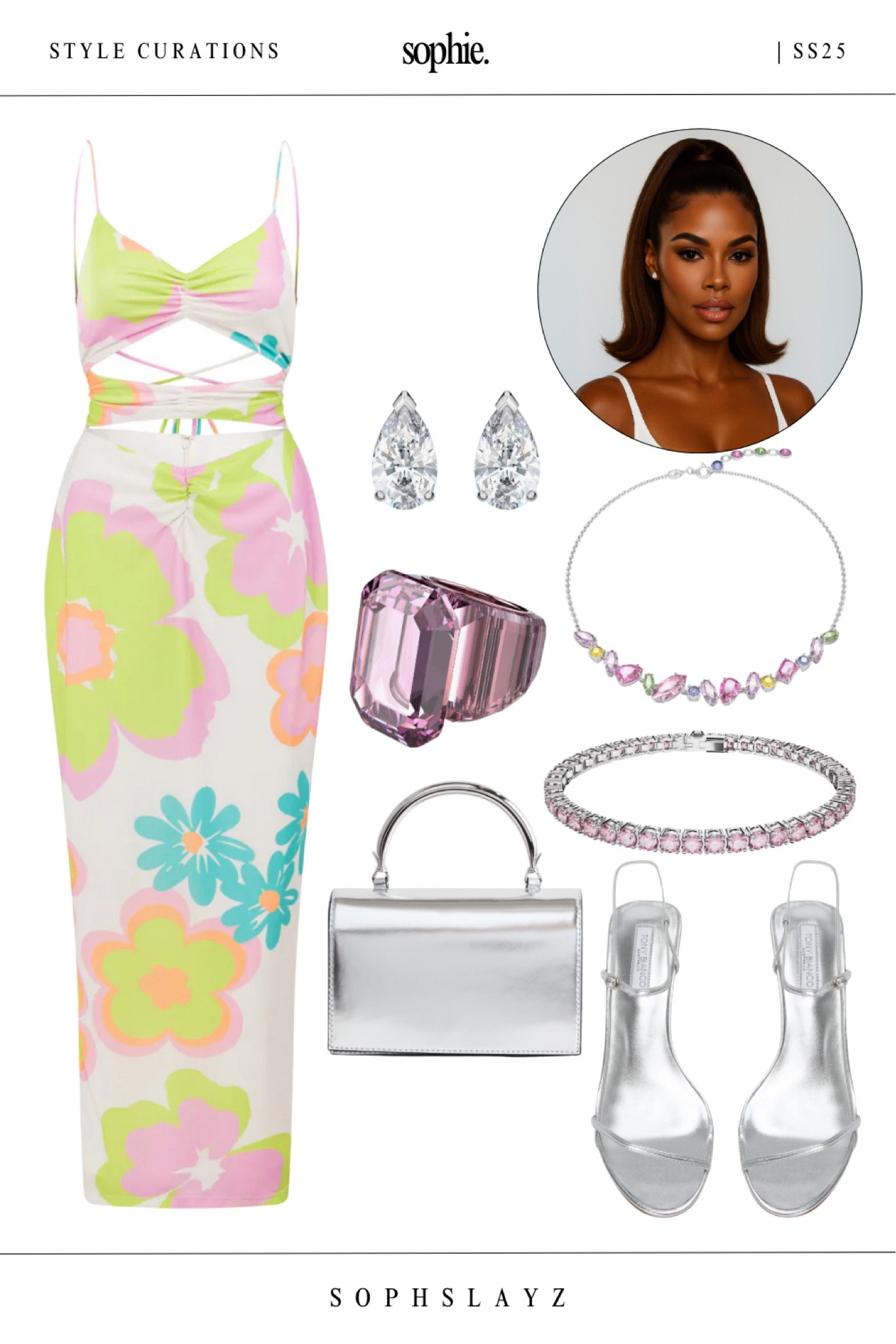 This pastel floral cutout dress is the definition of summer outfit slay! Paired with silver strappy heels, a metallic mini bag, and statement jewelry—this look is perfect for vacation dinners, rooftop brunches, or garden parties. Note: I sized up in the Swarovski ring and it was a perfect fit!

#LTKSummerEdit #LTKShoeCrush #LTKStyleTip