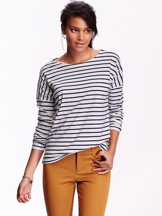 Old Navy Relaxed Boat Neck Tee Size L Tall - Navy stripe | Old Navy US