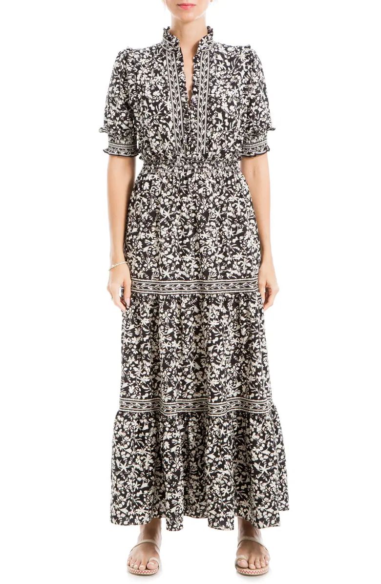 Floral Short Sleeve Tiered Maxi Dress | Nordstrom Rack