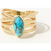 Unique Turquoise Ring, Gold Band, Natural Turqoise Stone Golden Statement Gift For Her, Highway Ring | Etsy (US)