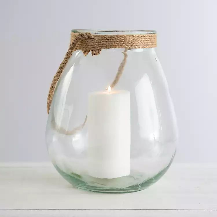 Clear Glass Lantern with Jute Rope Handle, 11 in. | Kirkland's Home
