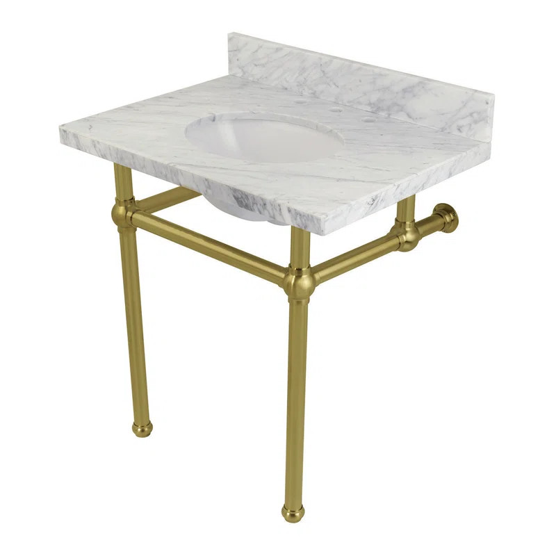 Templeton Marble Oval Console Bathroom Sink with Overflow (Part number: KVPB3030MB7) | Wayfair North America
