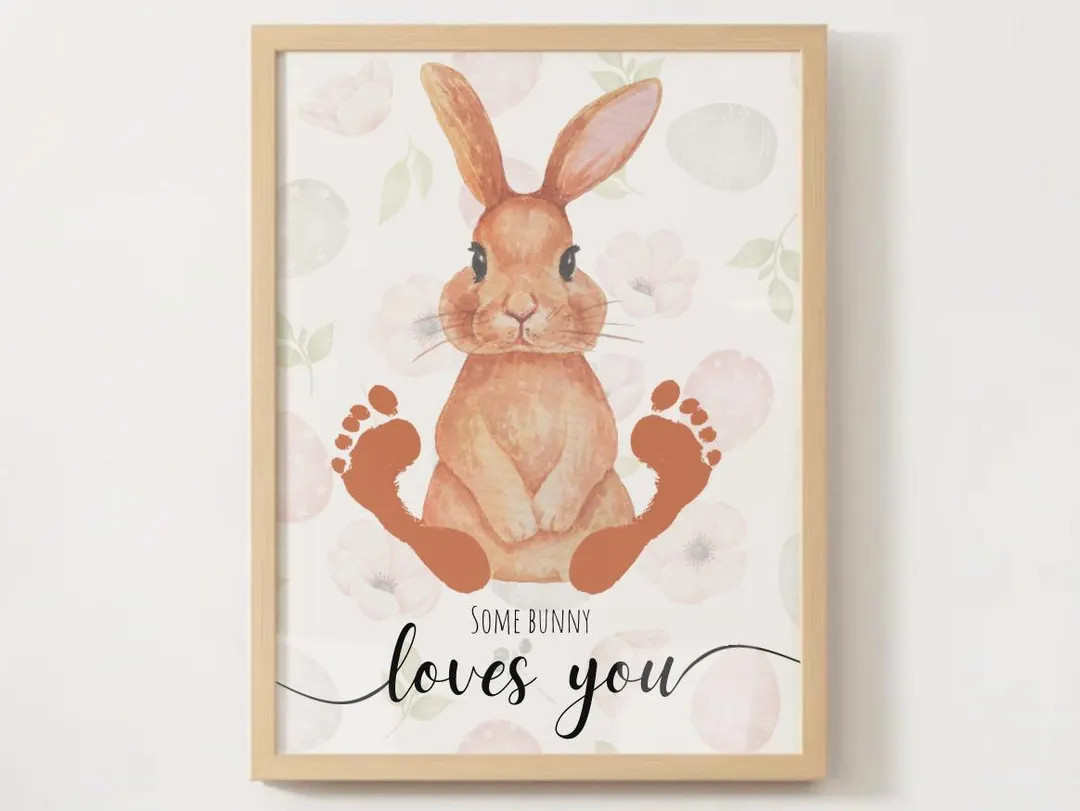 Some Bunny Loves You! Infant/toddler Easter Footprint Craft Template - Etsy | Etsy (US)
