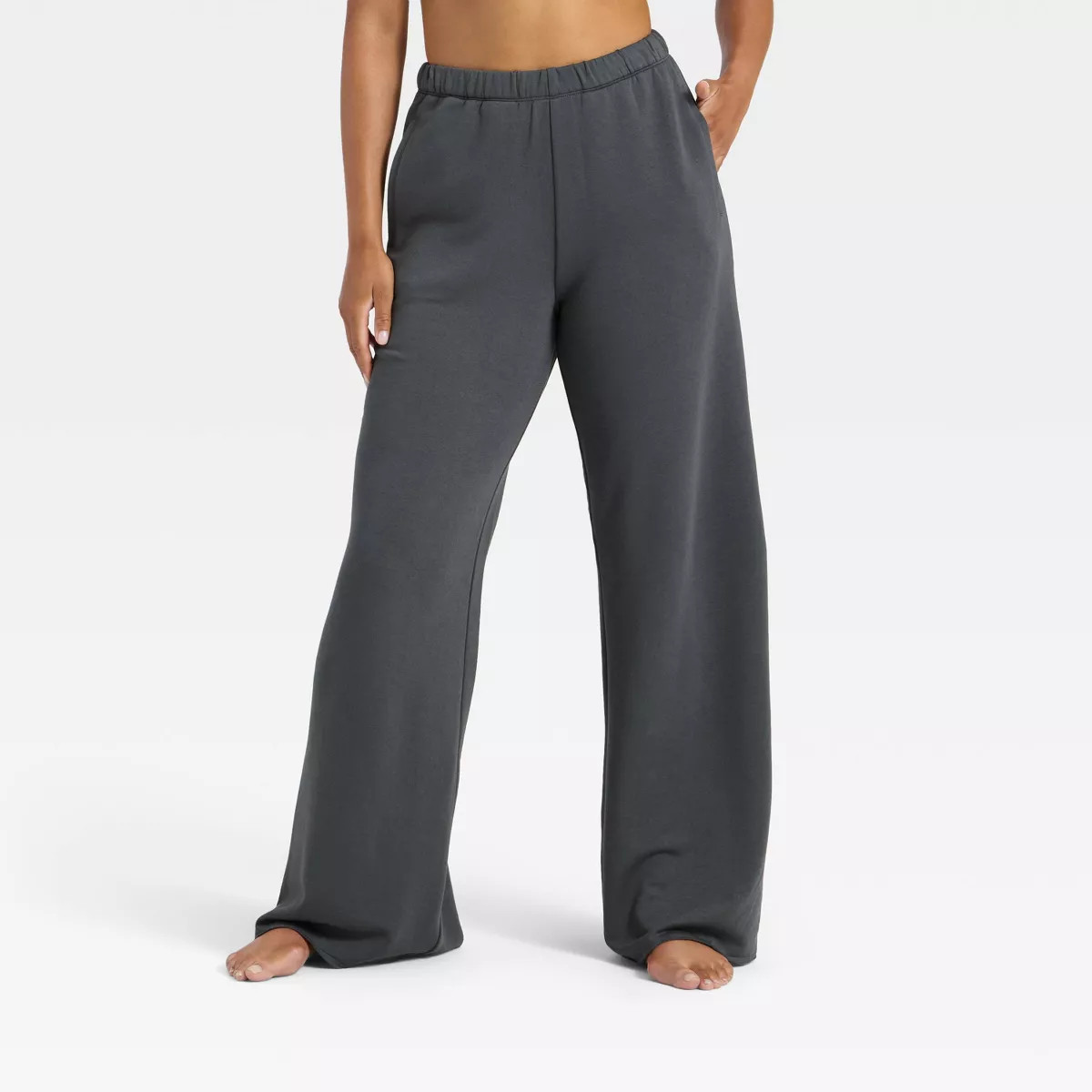 Women's PeachySoft French Terry Fleece Wide Leg Lounge Pants - Wild Fable™ Blue M | Target