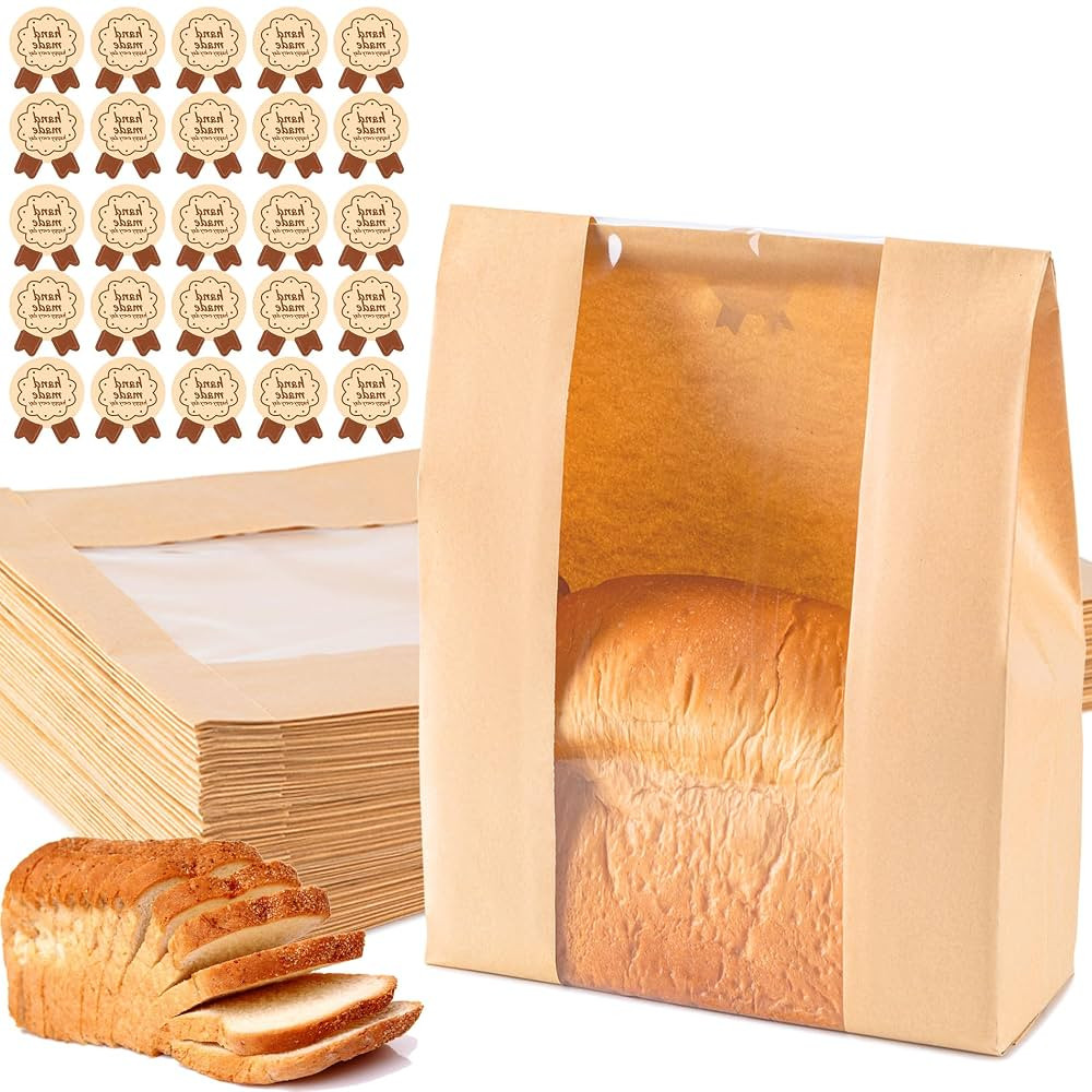 Paper Bread Bags 25PCS, Sourdough Bread Bags for Homemade Bread, Large Bakery Bags with Window In... | Amazon (US)