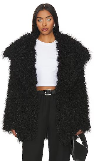 Amani Faux Fur Coat in Onyx Black | Revolve Clothing (Global)