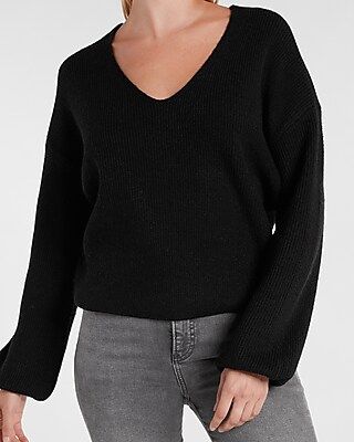 Puff Sleeve V-neck Sweater | Express