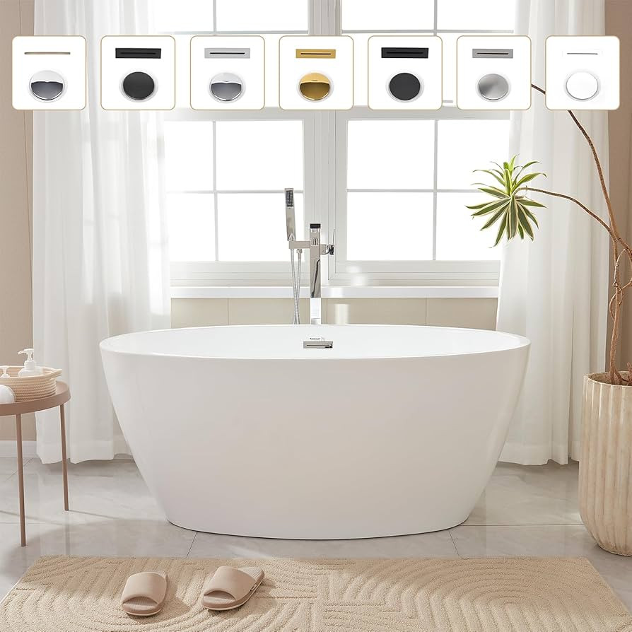 Vanity Art 55" X 32" Freestanding Bathtub | Home Improvement Bathtubs with Contemporary Design fo... | Amazon (US)