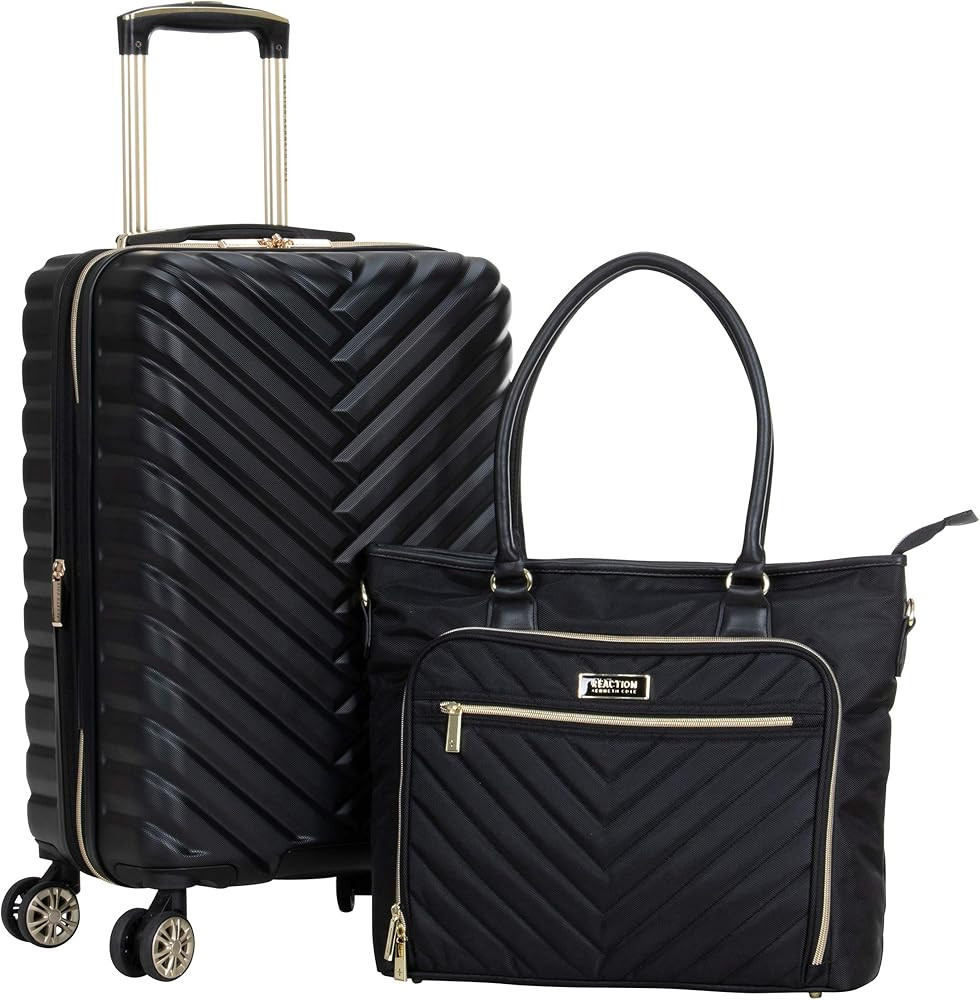 Kenneth Cole REACTION Madison Square Lightweight Hardside Chevron Expandable Spinner Luggage, Bla... | Amazon (US)