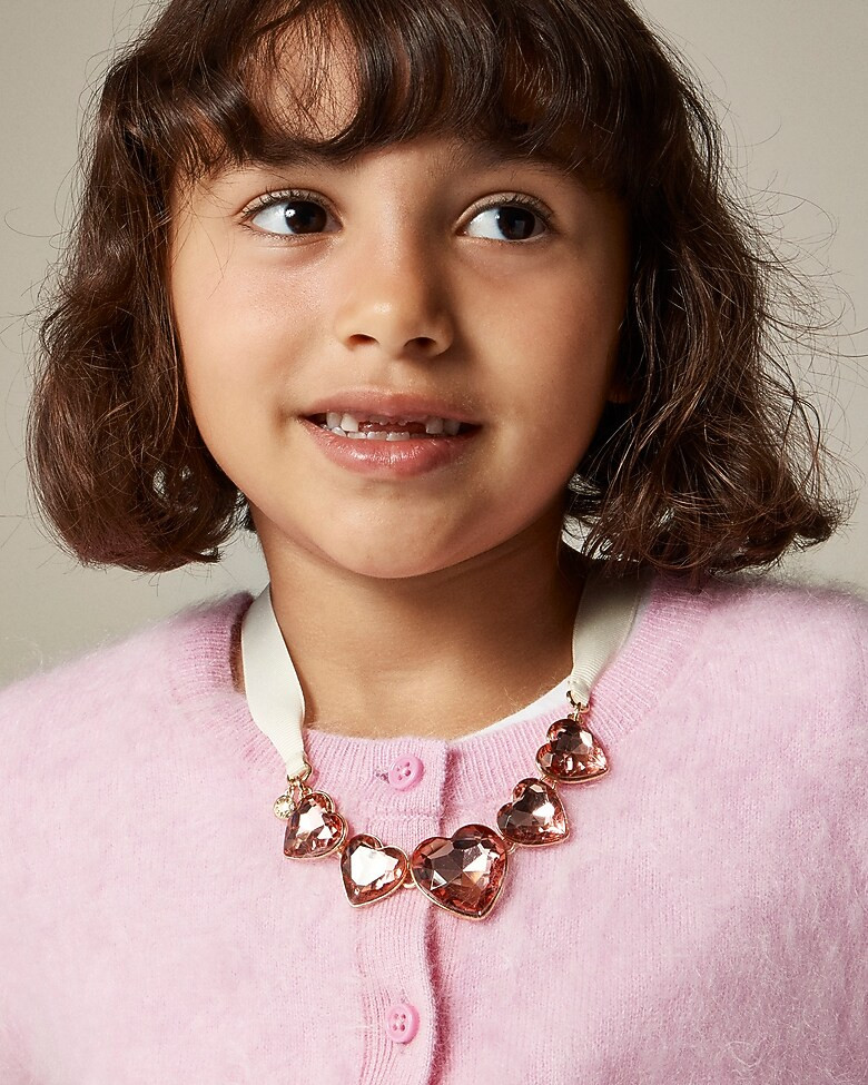 Girls' heart crystal bow necklace | J. Crew US