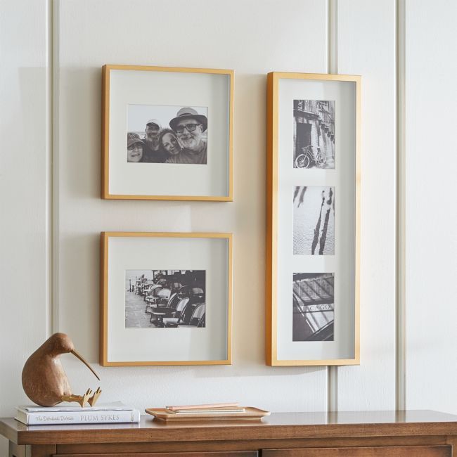 Brushed Brass Picture Frame Gallery, Set of 3 | Crate & Barrel
